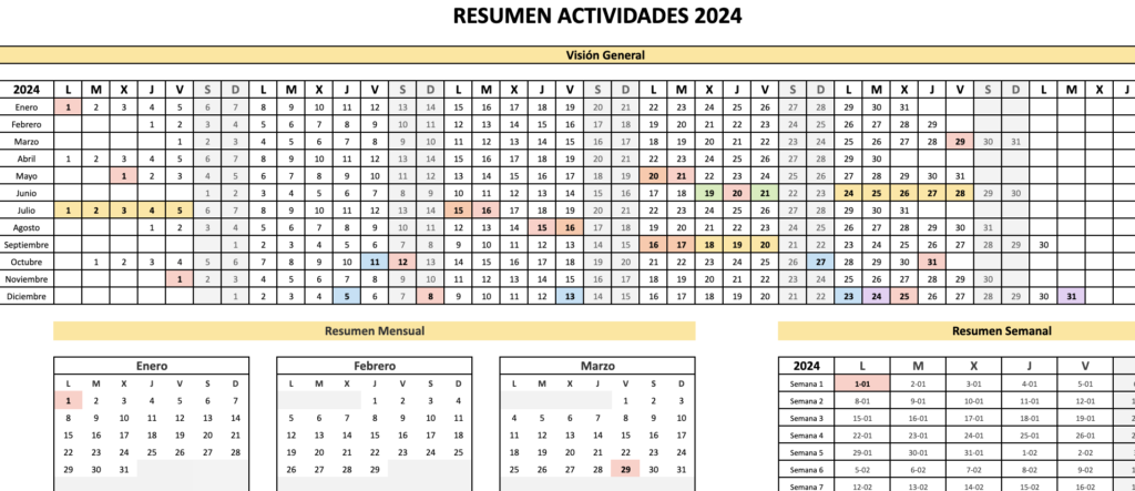 Planilla Organización de Cronograma Institucional 2024