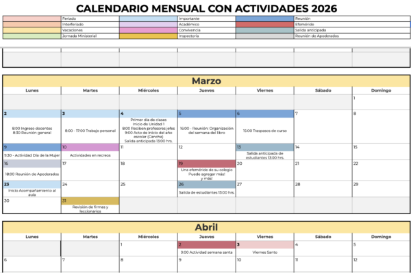 Unidad Tira Papeles - Cronograma Institucional 2026