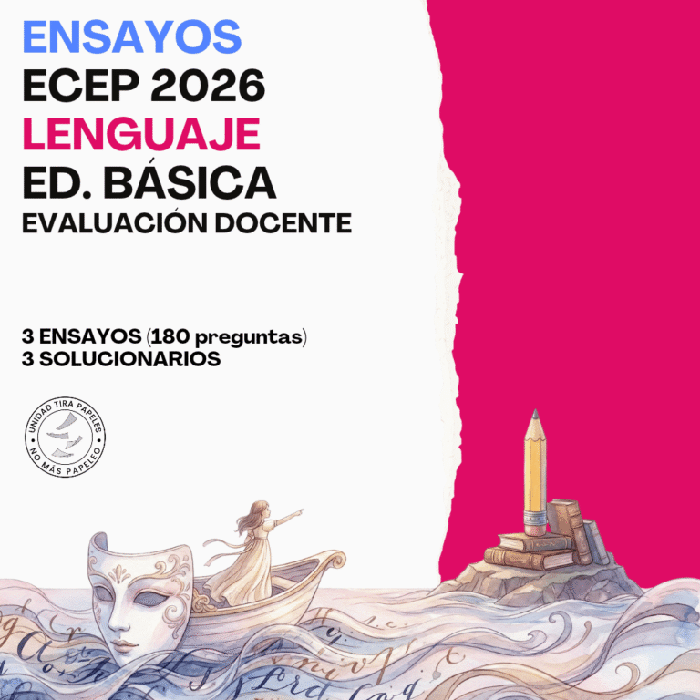 Portada de 3 ensayos ECEP 2026 de Lenguaje y Comunicación de Enseñanza Básica