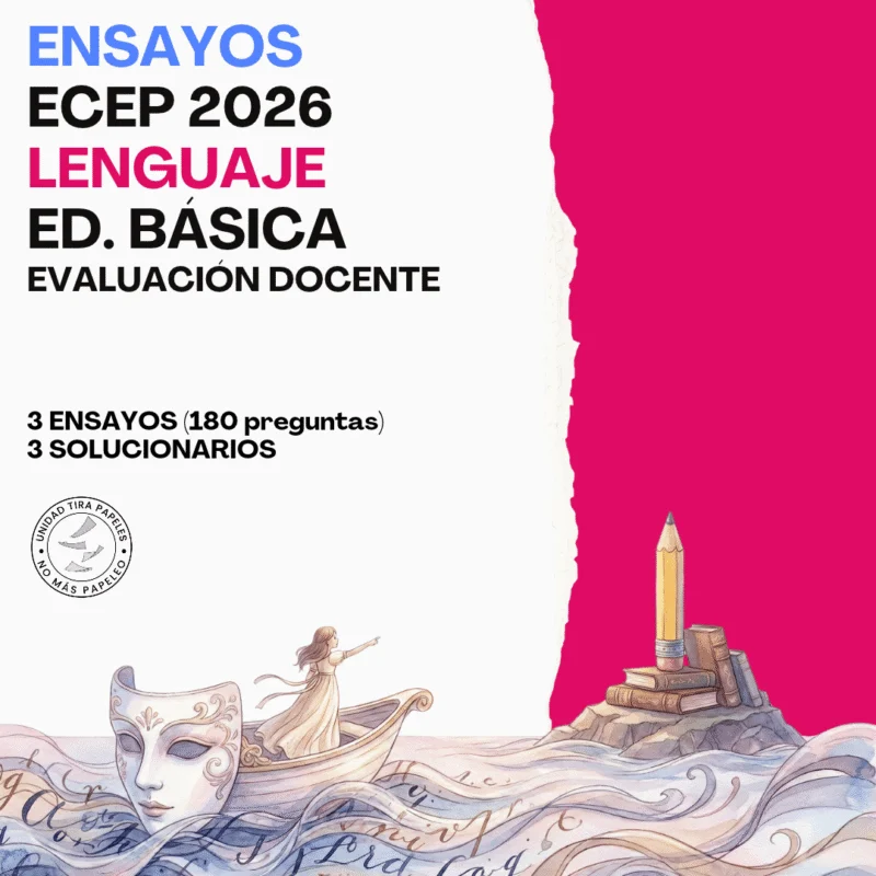 Portada de 3 ensayos ECEP 2026 de Lenguaje y Comunicación de Enseñanza Básica